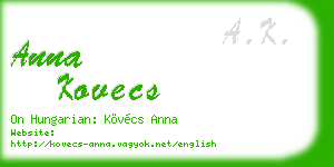 anna kovecs business card
